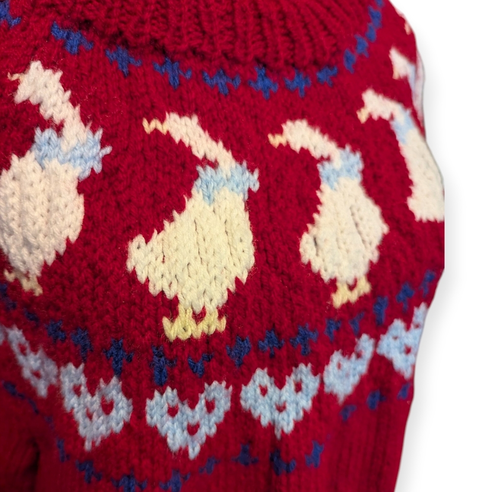 Vintage Handmade Goose Themed Cottagecore Sweater 1980s 1990s - Picture 2 of 6